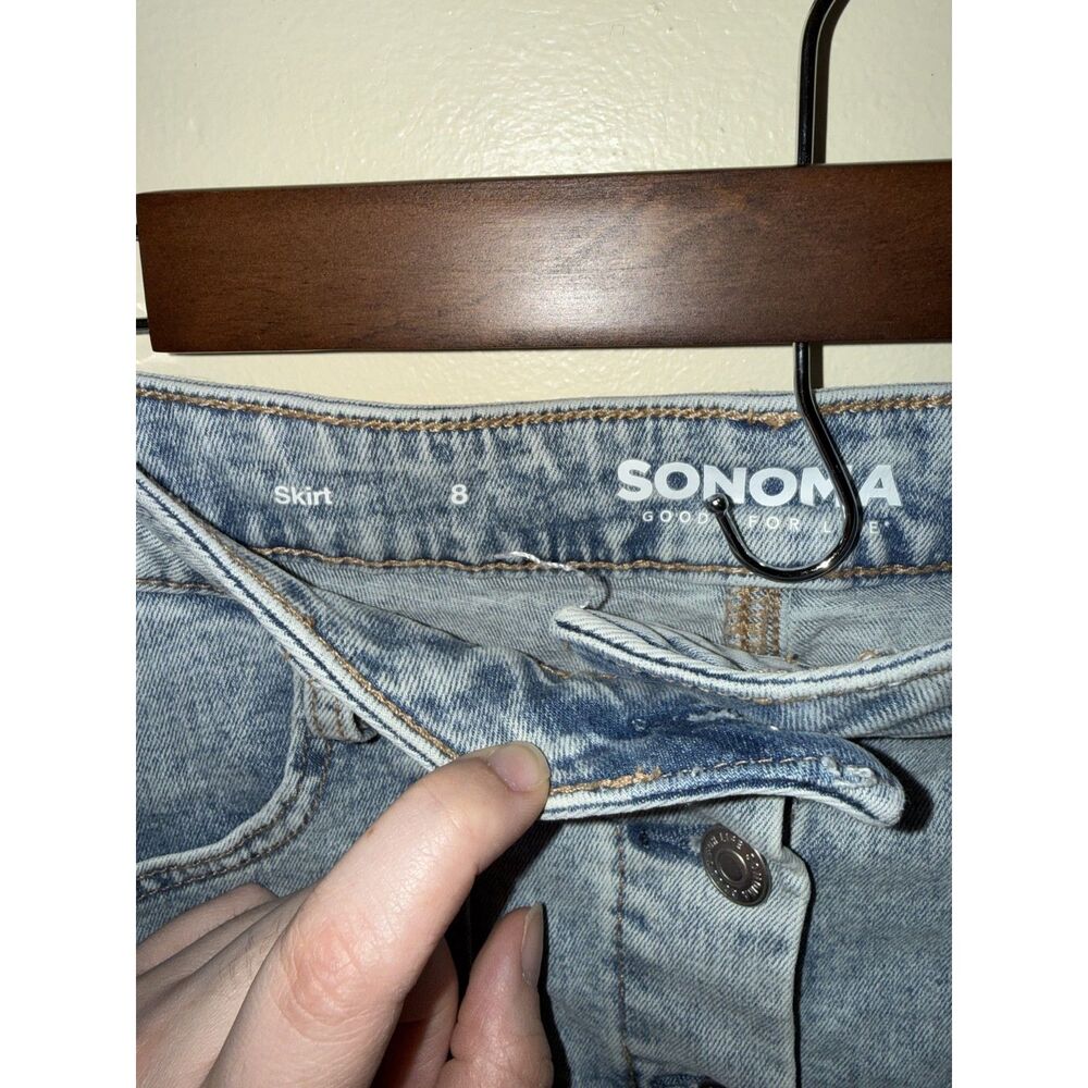 Sonoma Denim Button Front Midi Skirt Light Wash 8 - Picture 3 of 6